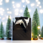 Preview: Gift ribbon, MC Deluxe, black with gold Merry Christmas,15mm, style xmas